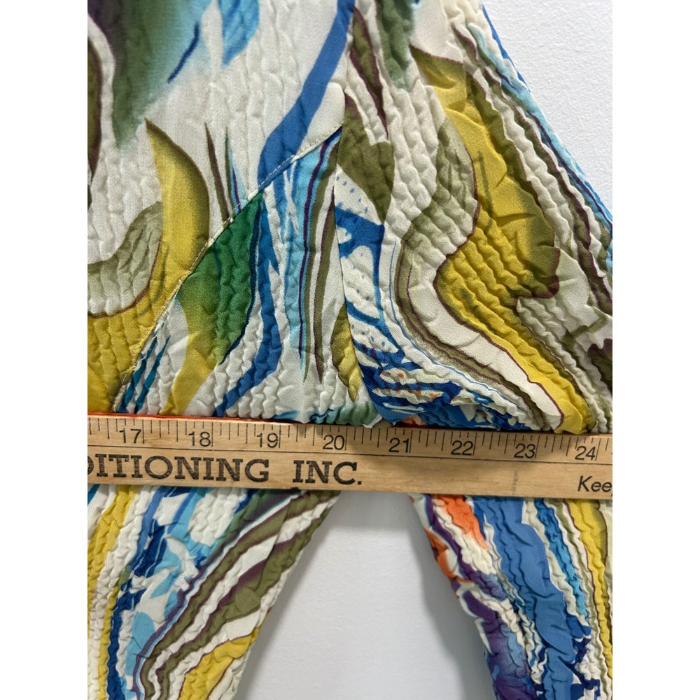 Reversible Abstract Print Crinkle Blazer Olive Green Textured Jacket Multi-Color - Picture 4 of 9